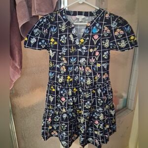 Crown & Ivy Medium Petite Navy Spring Floral Casual Dress Tulips